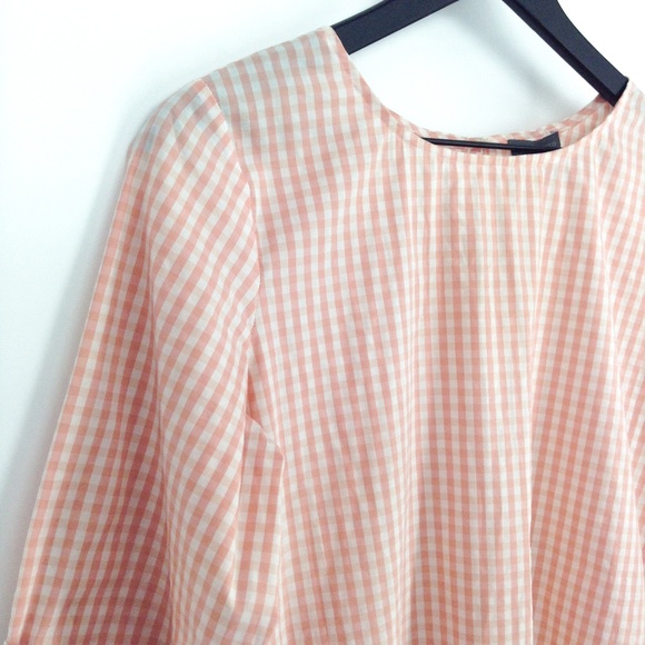 VINCE CAMUTO Gingham Cuffed Sleeve Blouse - Picture 3 of 8